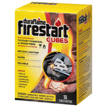 Duraflame Firestart fire starter cubes box side, 18 firestarters