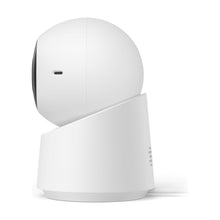Indoor security camera in white with side panel and base ports