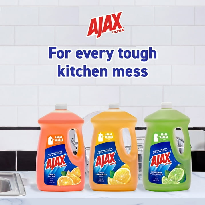 Ajax Ultra Liquid Dish Soap, Lemon Scent, Super Degreaser, 90 Fluid Ounce