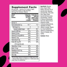 Supplement Facts label on a purple children’s multivitamin gummies bottle