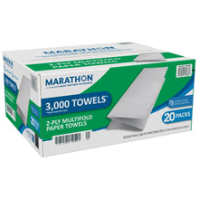 Paper towel case with 2-ply multifold towels, 20 packs and 3,000 towels