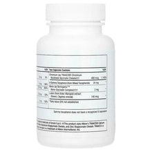 Supplement bottle back panel with supplement facts text and ingredient list