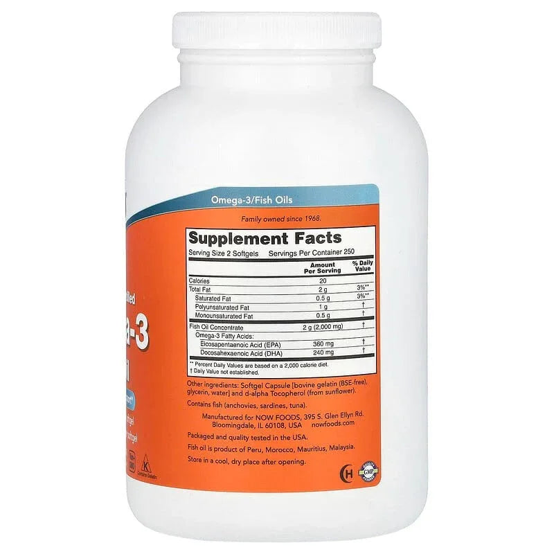 NOW Foods, Omega-3 Fish Oil, (1 g per Softgel) - USA MEGA SHOP