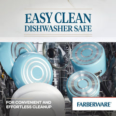 Farberware Easy Clean 3 Pcs Nonstick Frying Pan Set, Dishwasher Safe, 8 Inch, 9.75 Inch, 12 Inch, Aqua