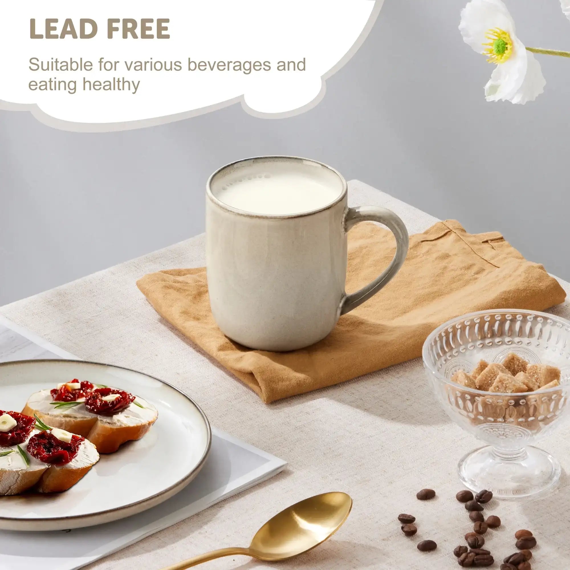 Vesteel Coffee Mug Set of 4, Ceramic Coffee Cups with Handles, 14oz Handmade Reactive Glaze Mugs Set for Coffee Tea Milk, Mug Gifts for Thanksgiving Day Anniversary, Gifts for Men, women, Home, Office and Restuarant