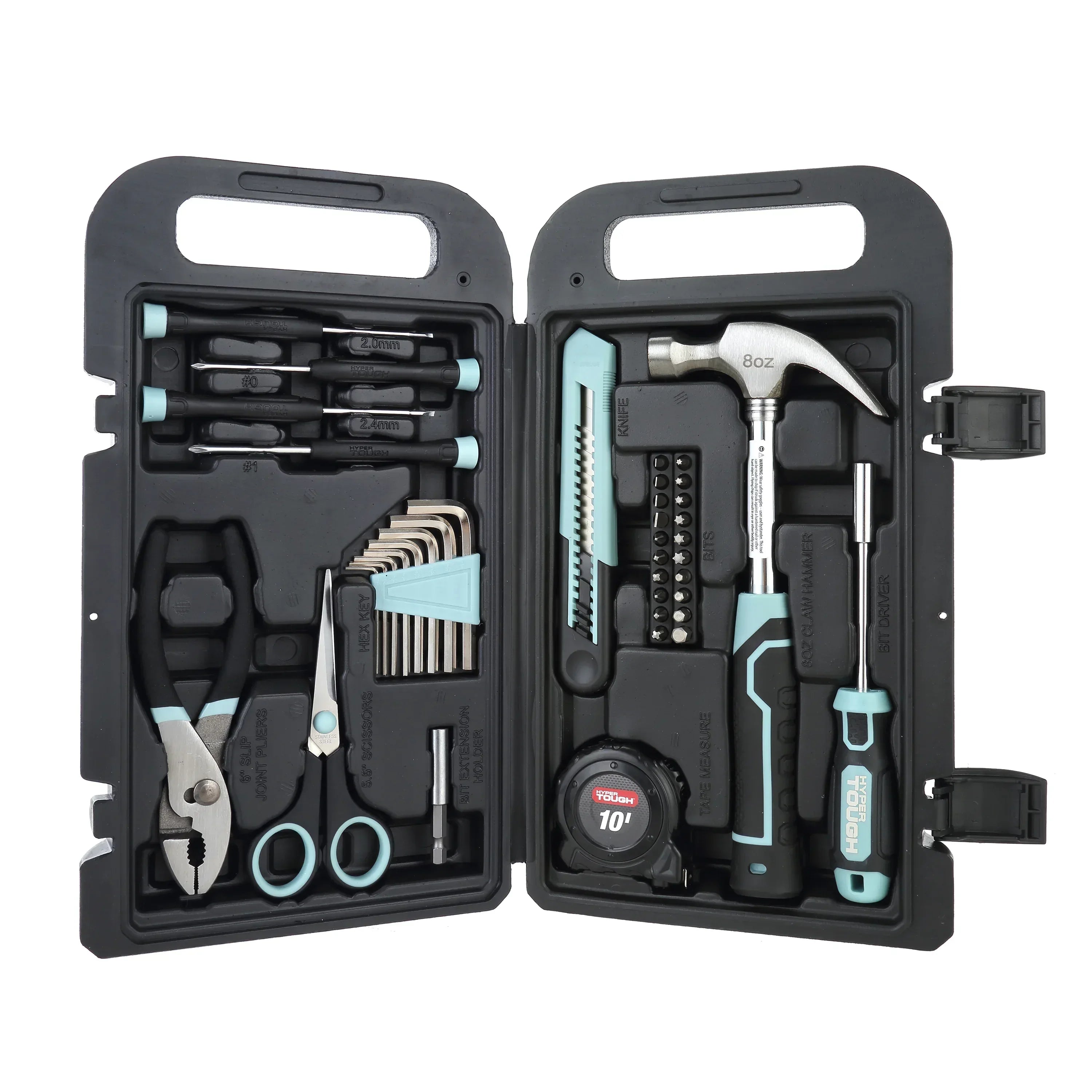 Hyper Tough 40-Piece Seafoam Household Tool Kit for Basic Repairs and DIY Projects