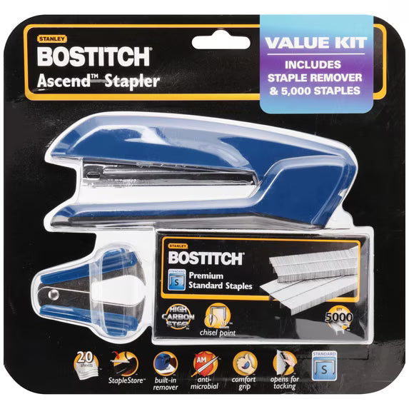 Bostitch Ascend™ Stapler Value Pack - Built in Remover - Staple Storage