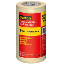 Scotch tan masking tape, nine-roll value pack in a shrink-wrapped package