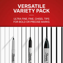 Sharpie permanent marker variety pack with ultra fine, fine, and chisel tips