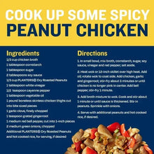 Recipe card text for spicy peanut chicken, including ingredients and directions