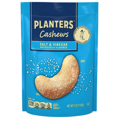 PLANTERS Cashews Salt and Vinegar, Party Snacks, Plant Based Protein, 5 oz Resealable Bag