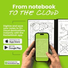 Reusable smart notebook app graphic for cloud saving of notes