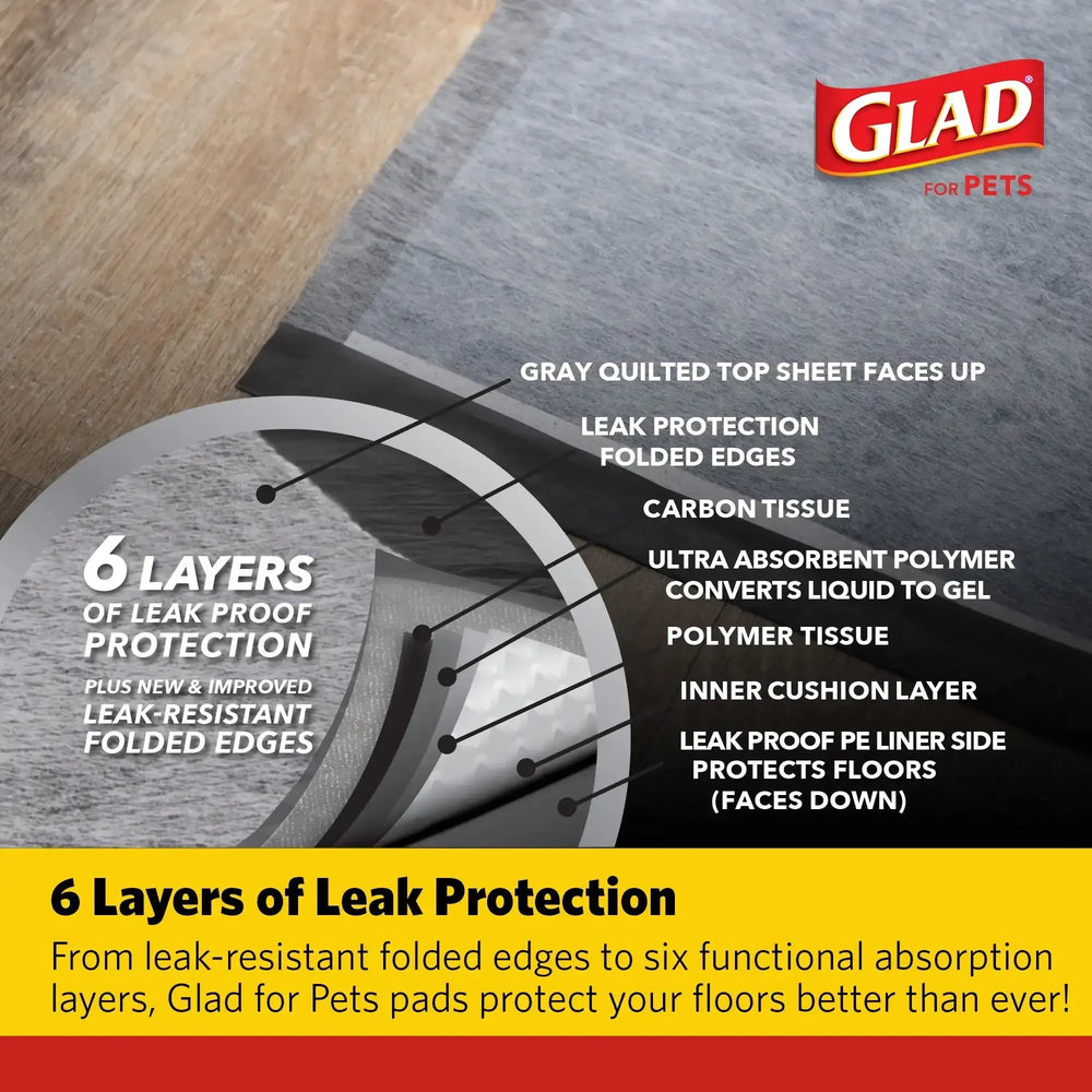 Glad Activated Charcoal Leak-Resistant Training Pads for Dogs, 23in x 23in, 100 Count - USA MEGA SHOP