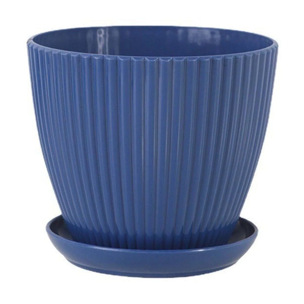 Clearance! Flower Pots Indoor Thicken Planter with Hole and Tray for All House Plants Reliable Plastic Ripple Pattern Flowerpot for Home Garden Housewares, Dark Blue 9*8CM - USA MEGA SHOP