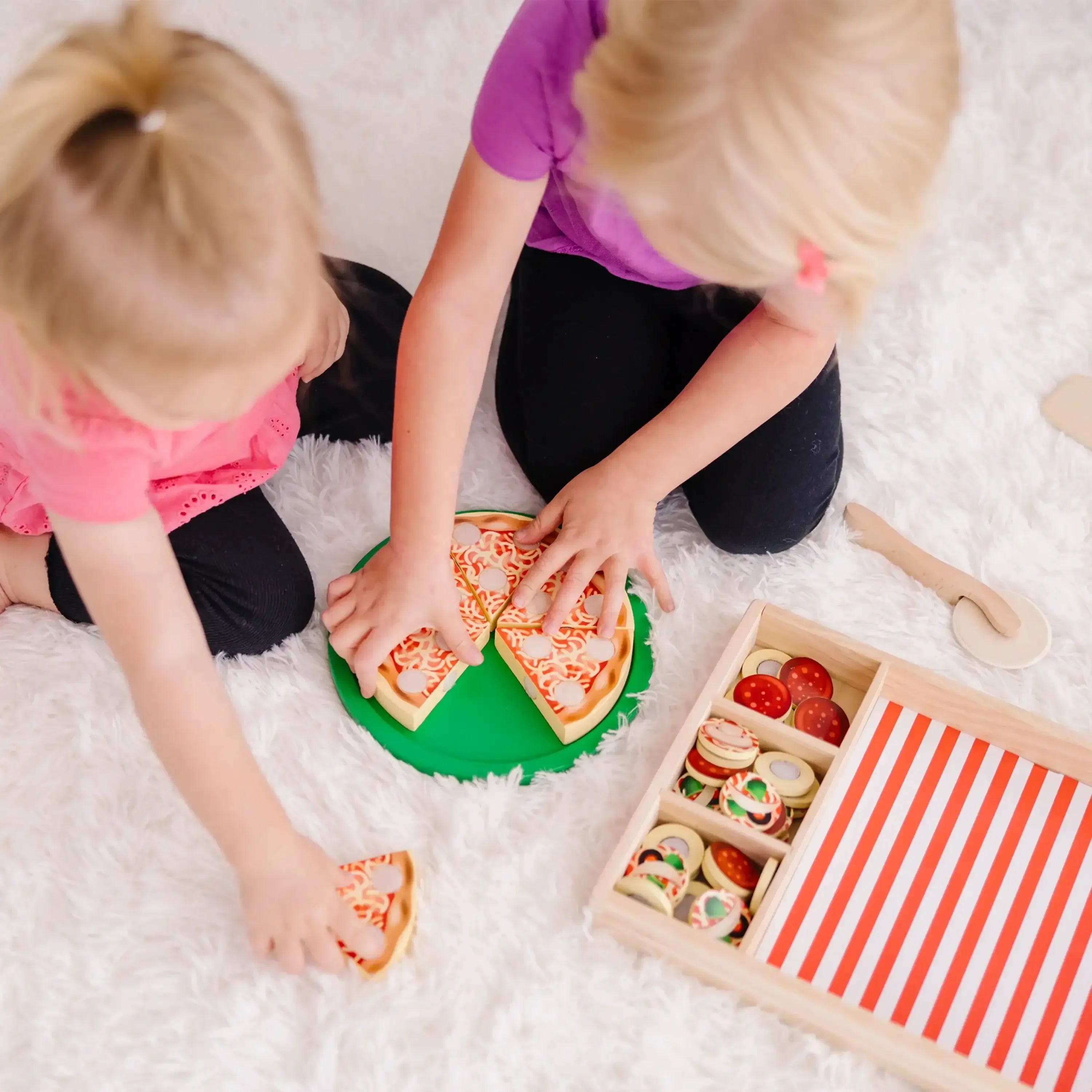 Melissa & Doug Wooden Pizza Party Play Food Set with 36 Toppings for Toddlers Age 3+ - USA MEGA SHOP