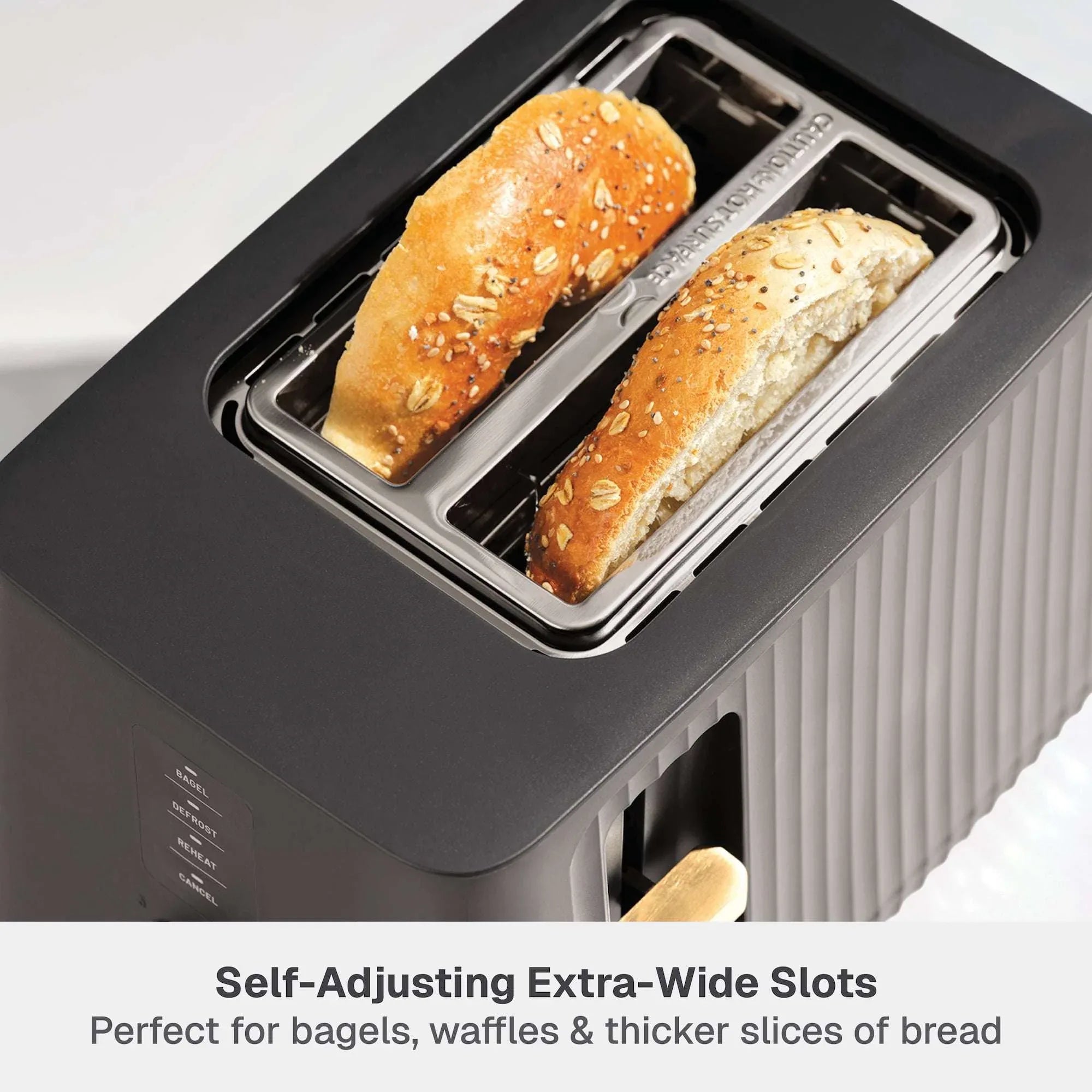 Thyme & Table 2-Slice Toaster, Extra-Wide Slots with Slide-Out Removable Crumb Tray, Slate Grey - USA MEGA SHOP
