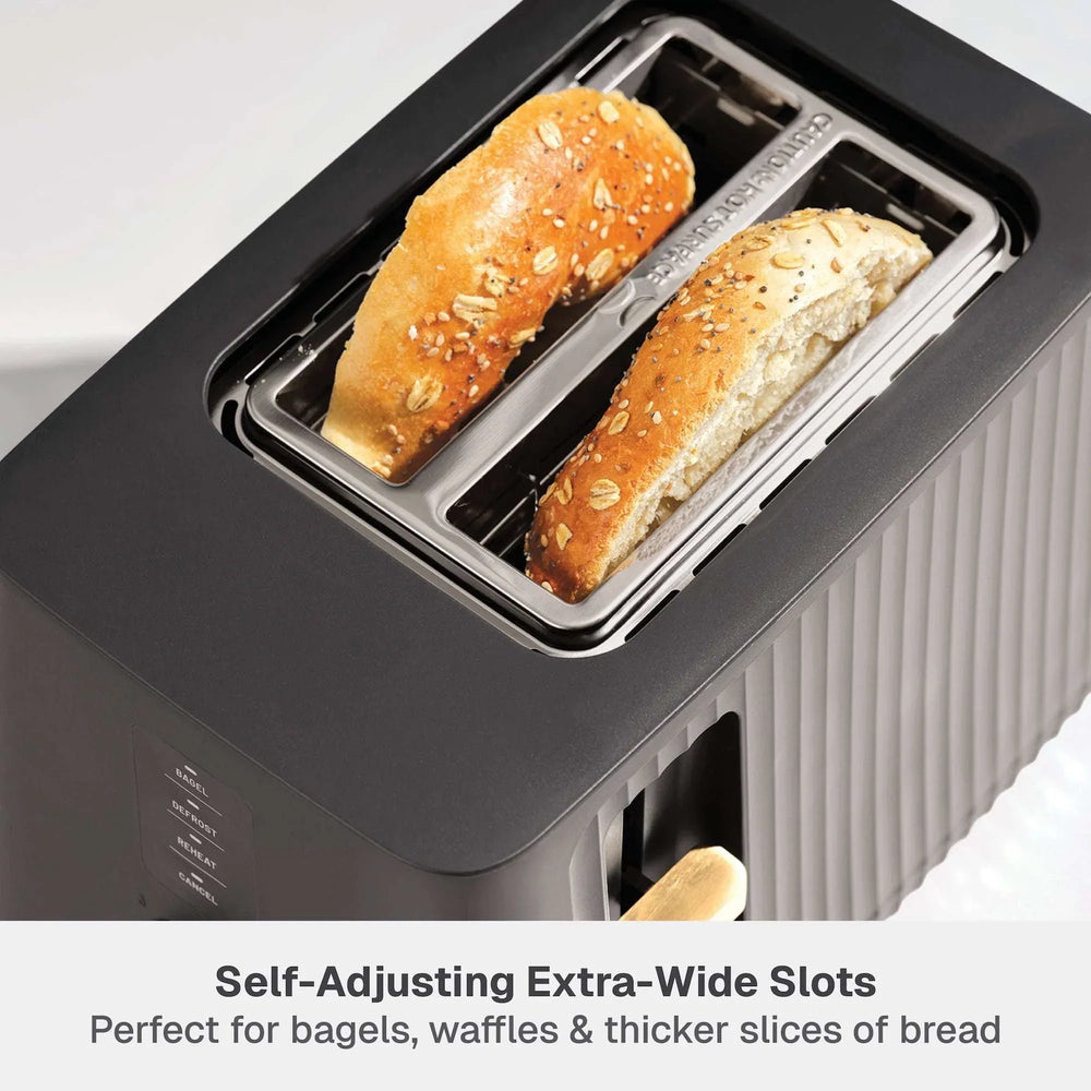 Thyme & Table 2-Slice Toaster, Extra-Wide Slots with Slide-Out Removable Crumb Tray, Slate Grey - USA MEGA SHOP