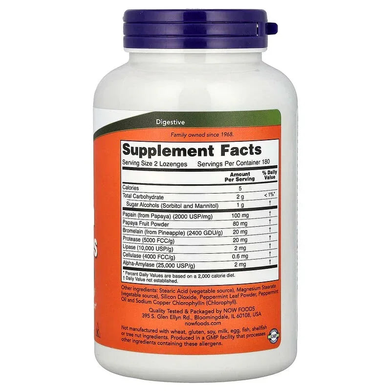 NOW Foods, Chewable Papaya Enzymes, Lozenges