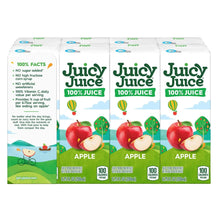 Juicy Juice apple 100% juice cartons, pack showing apple fruit illustrations
