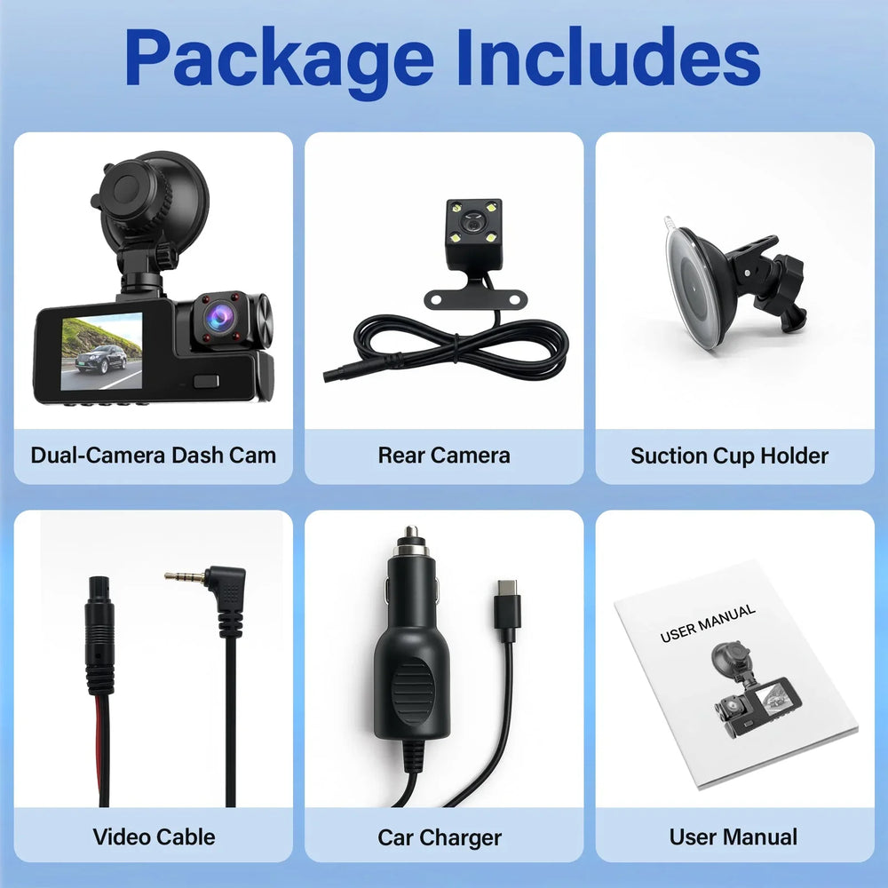 Dash Cam Front and Rear, 1080P Dash Camera for Cars, Bluetooth Car Camera, Built-in Wi-Fi, Night Vision, GPS, Parking Mode - USA MEGA SHOP