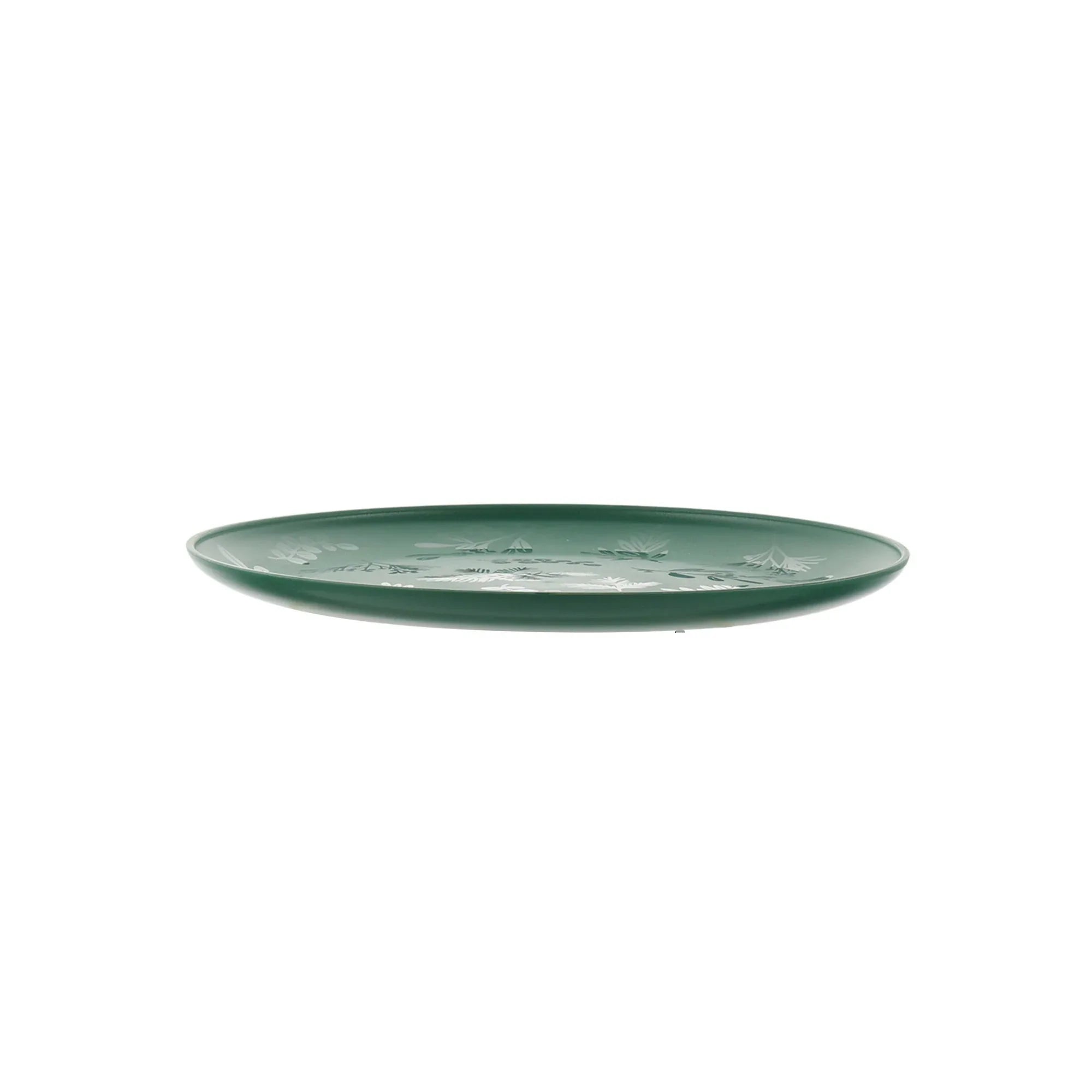 Mainstays 12-Piece Plastic Etched Holly Dinnerware Set, Green