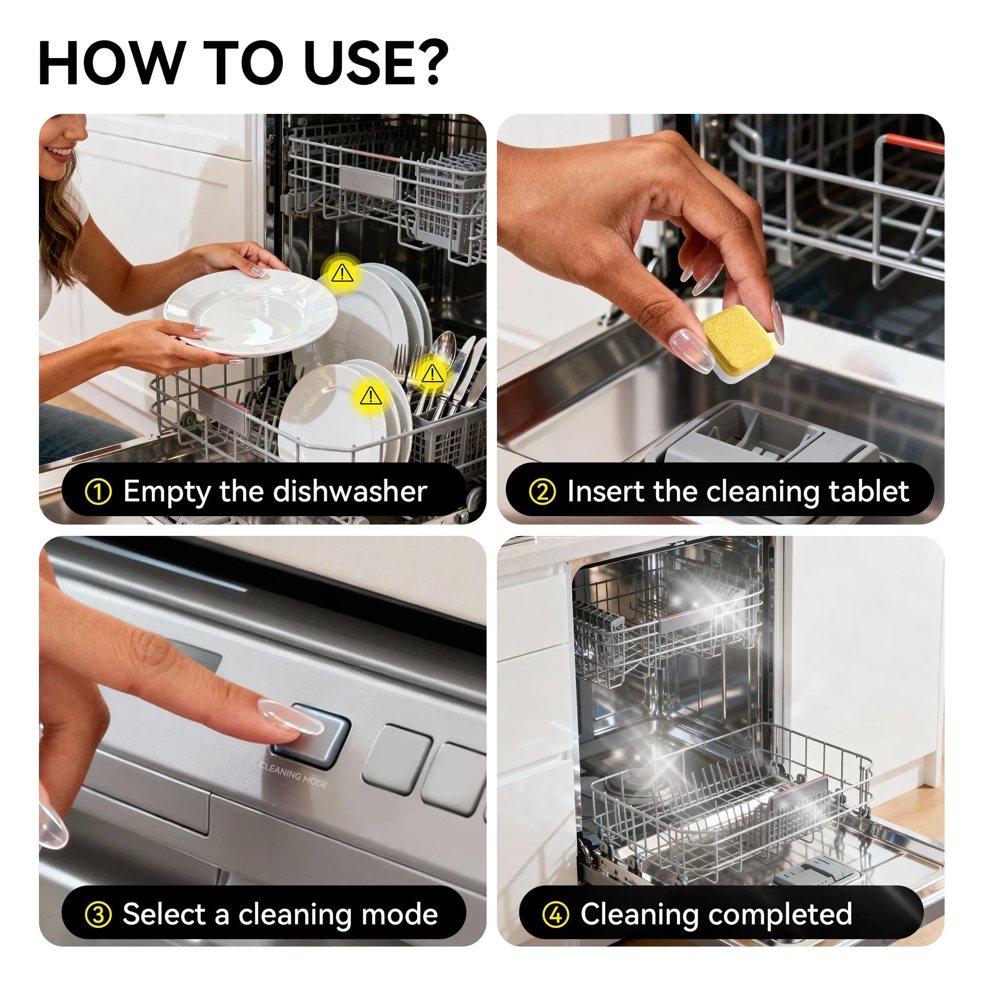 Beasy Dishwasher Cleaner Tablets - Powerful Descaler Pods to Remove Hard Water Buildup, Grease & Food Residue - 24 Tablets - USA MEGA SHOP