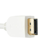 White adapter with gold DisplayPort connector and multi-pin contact