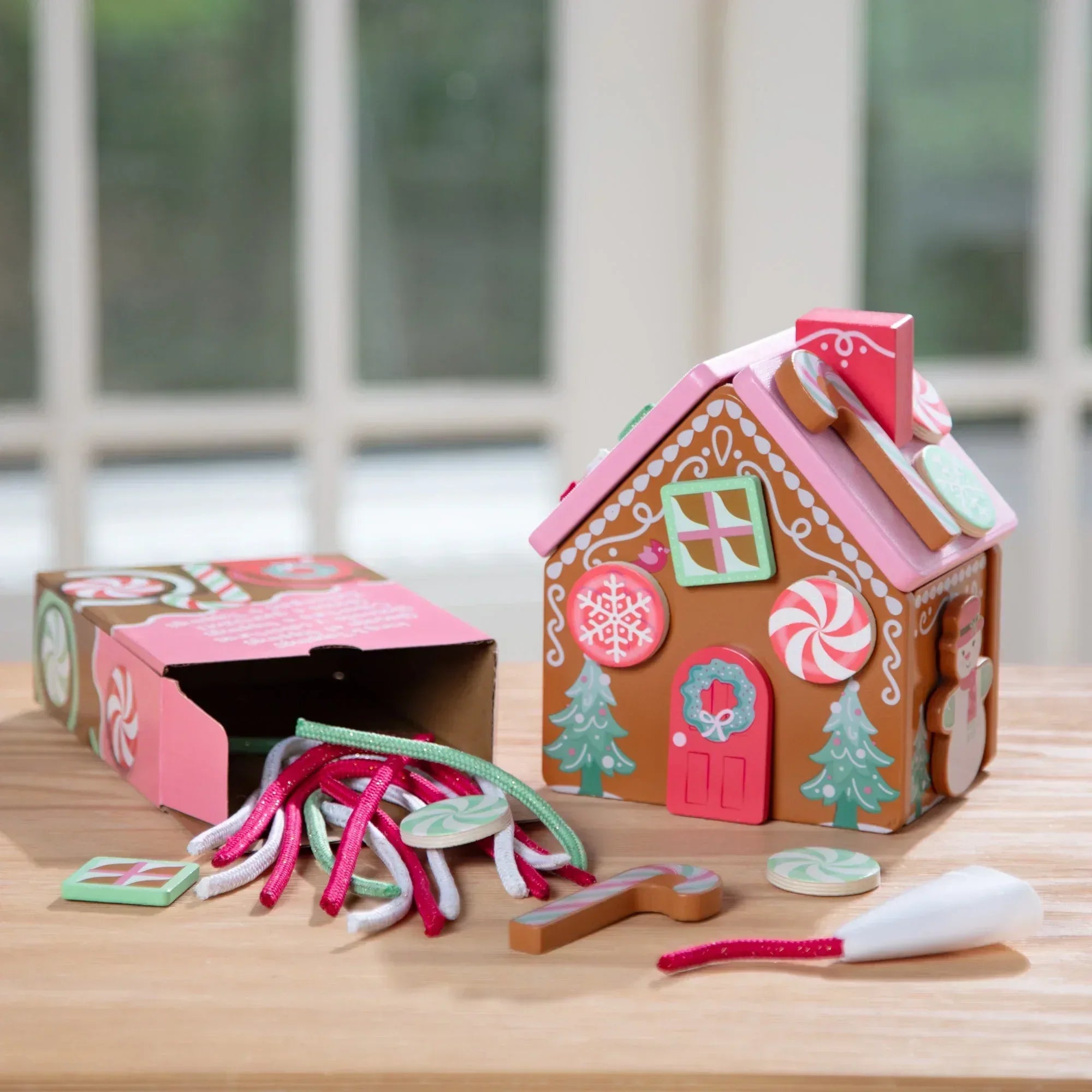 Melissa & Doug Pink Wooden Gingerbread House Reusable, Mess-Free Play Set Activity for Boys and Girls - USA MEGA SHOP
