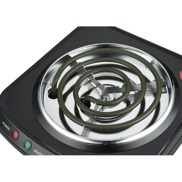 Mainstays Single Coil Electric Burner and Hot Plate, 1100W, Black