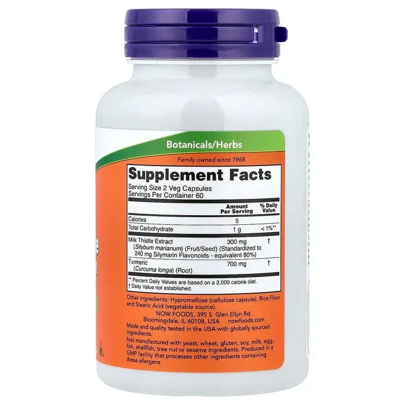 NOW Foods, Milk Thistle Extract with Turmeric, Veg Capsules
