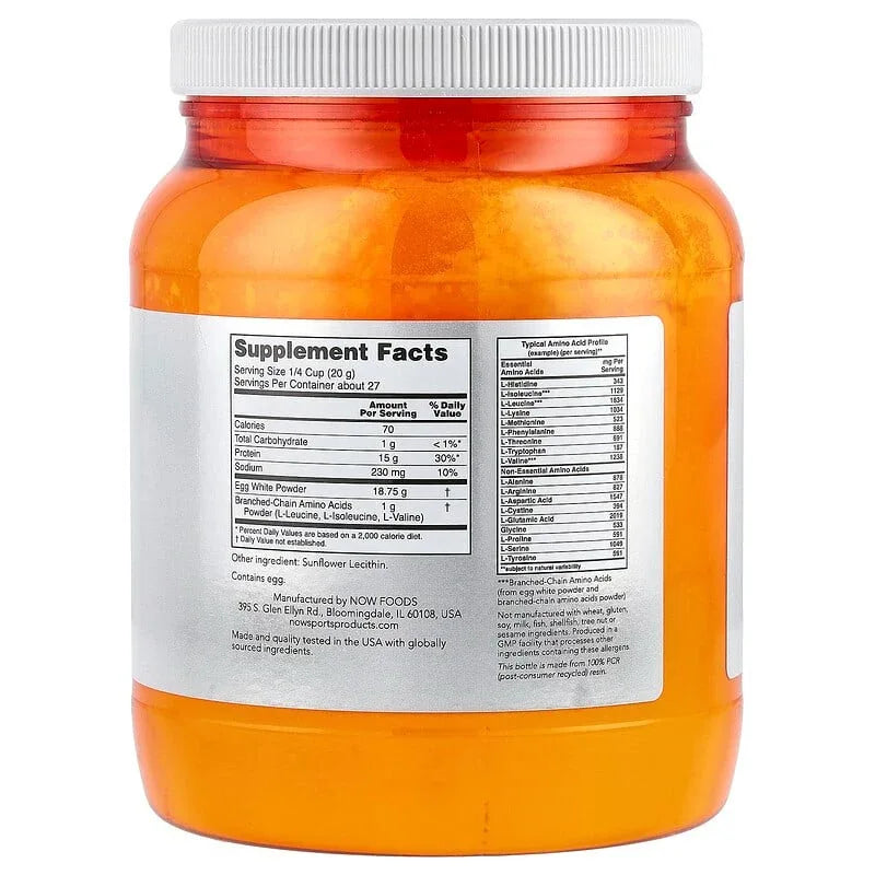NOW Foods, Sports, Egg White Protein With BCAAs