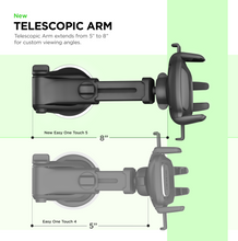 Telescopic arm car phone mount with adjustable positions, dark gray