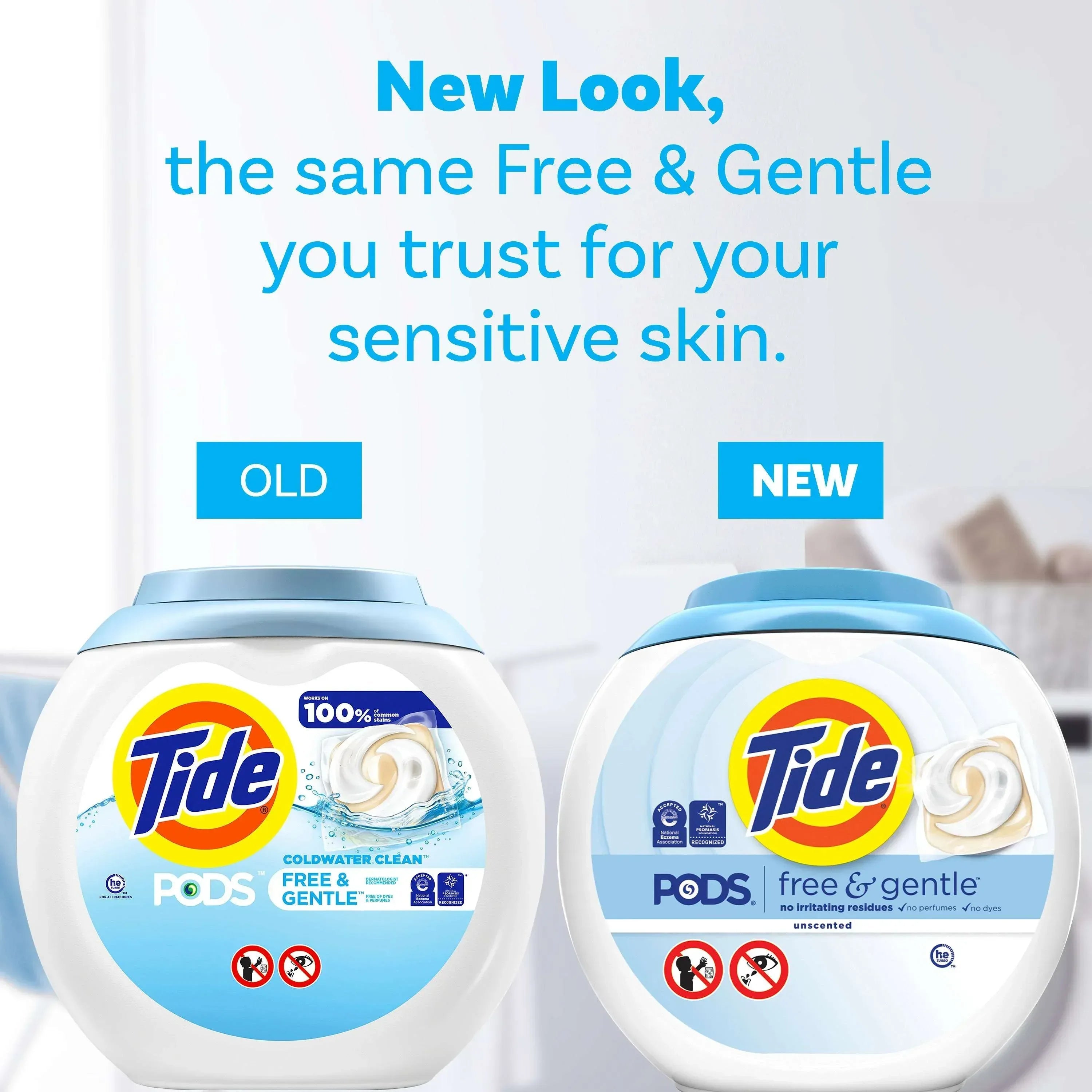 Tide PODS Free and Gentle Liquid Laundry Detergent Pacs, Hypoallergenic, Unscented, 16 Count
