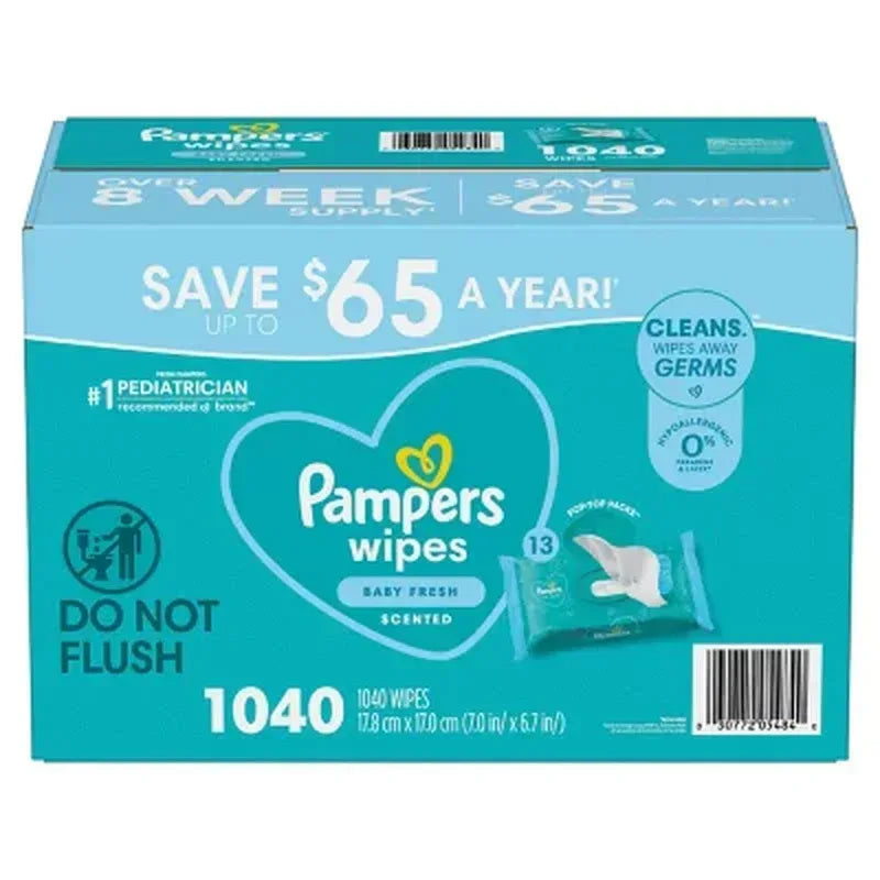 Pampers Scented, Baby Fresh Baby Wipes, 13 Packs (1040 Ct.)