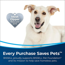 Promotional graphic featuring a dog and heart badge, BISSELL Pet Foundation