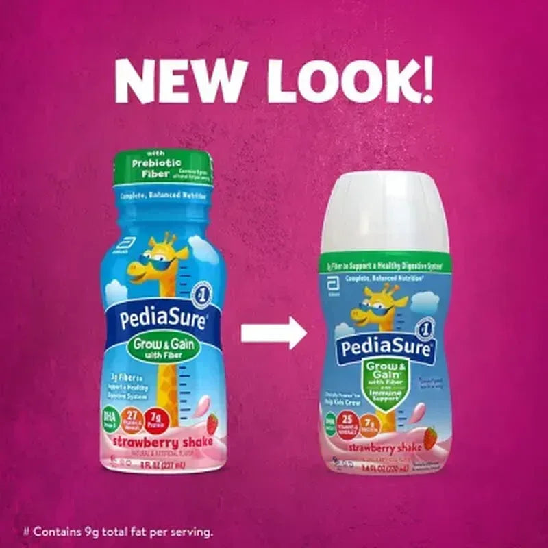 Pediasure Nutritional Grow & Gain Shake with Fiber, Strawberry (7.4 Fl. Oz., 24 Pk.)