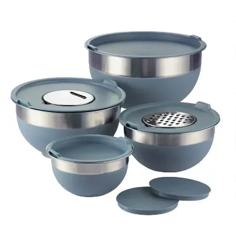Tramontina 10-Piece Stainless Steel Mixing Bowls, Covers & Graters Included (Assorted Colors)