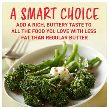 Salted whipped butter serving with broccoli on a white dish