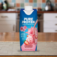 Strawberry milkshake protein shake carton, Pure Protein, 30g protein per serving
