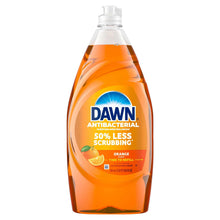 Dawn antibacterial hand soap bottle with orange liquid and front label