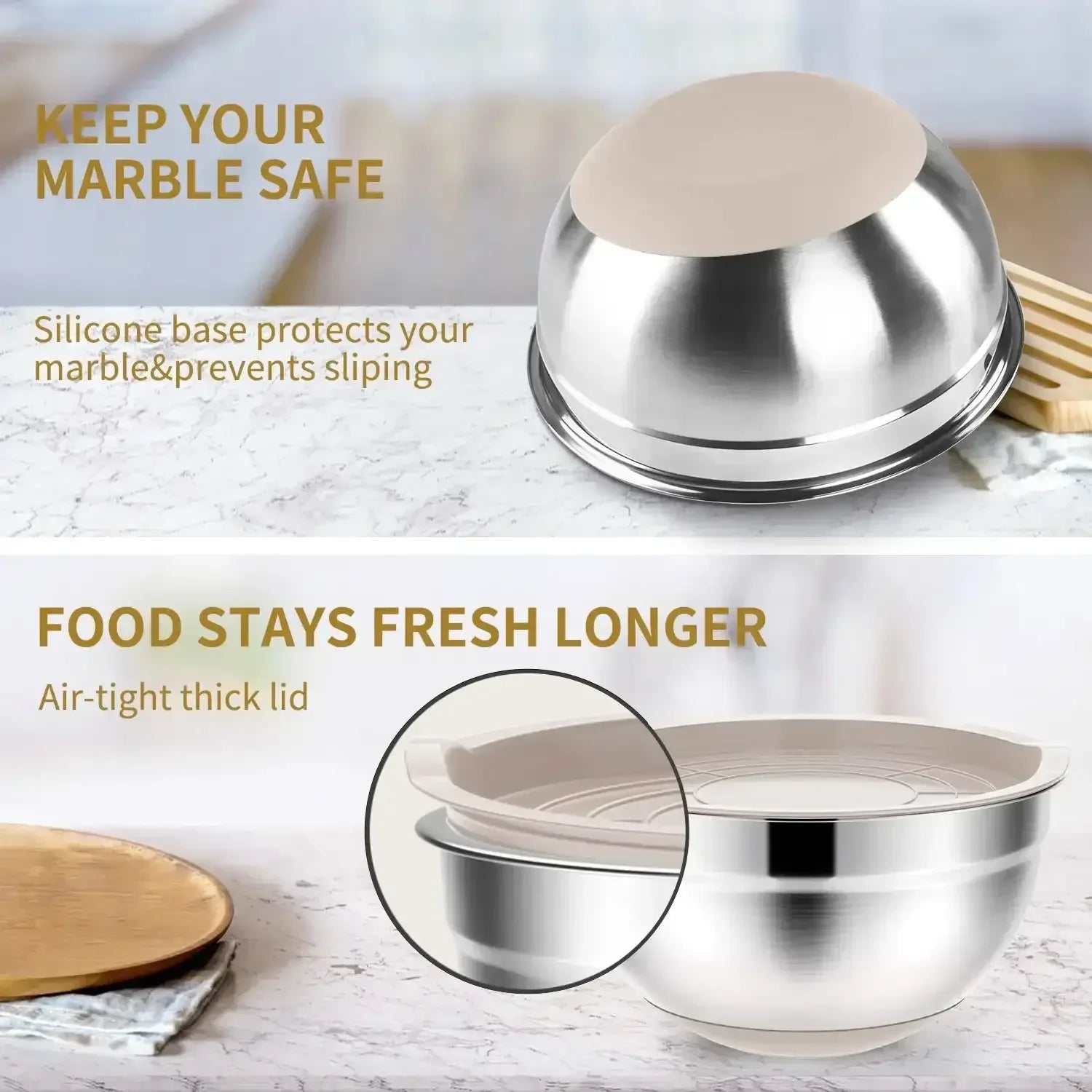 TINANA 26PCS Stainless Steel Mixing Bowls with Lids Set, Nesting Mixing Bowl Set with Non-Slip Bottom Graters Tools Gadgets, 7/4/3.5/2.5/2/1.5QT Metal Salad Bowls for Serving Prepping Baking