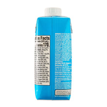 Back of vanilla protein shake carton with ingredients and nutrition text