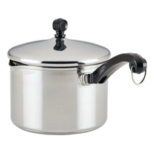 Stainless steel sauce pan with lid, black knob and side handle