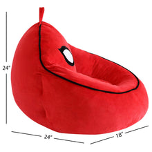 Red Spider-themed bean bag chair, measured 24" x 18" with carrying handle