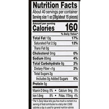 Nutrition facts panel with calories 160 and fats