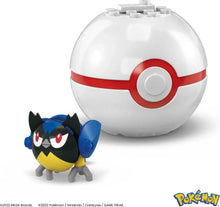 White Poké Ball building toy with Rookidee figure on the side