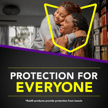 Family protection graphic for flea control with two people hugging indoors.