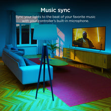 Smart light strip projecting blue and green ambient light