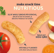 Infant snack graphic with two baked cracker shapes and 'Nutritious' wording