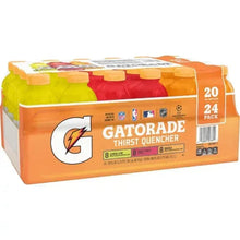 Sports drink variety pack carton with Thirst Quencher bottles, orange and green